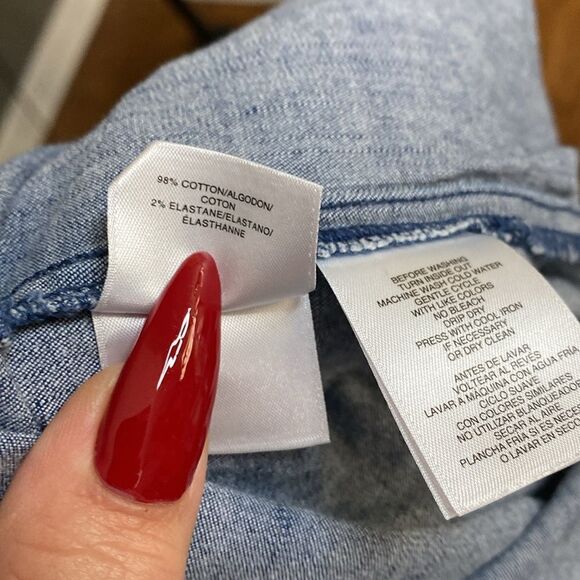 ANNE KLEIN Dress Blue Light Weight Denim Stretch Shift Pockets Pullover Classic - Picture 9 of 11